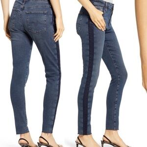 AG The Farrah High Waist Side Stripe Raw Hem Ankle